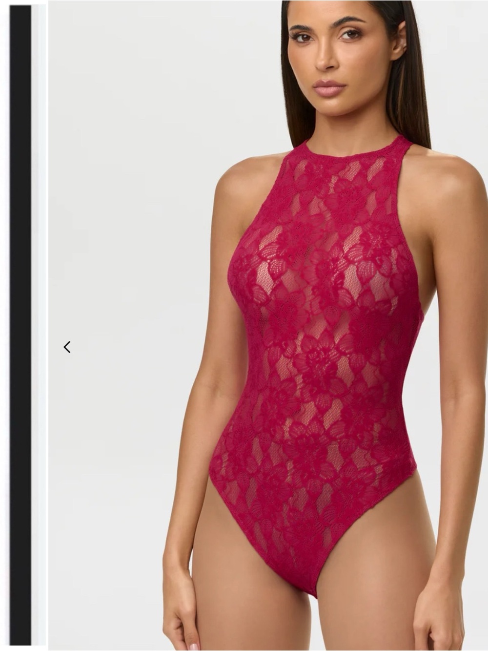 Naked wardrobe 🩷 stretch lace racerback  Bodysuit in Dark Raspberry